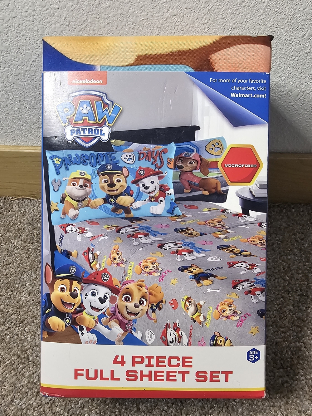 Paw Patrol Gray and Blue 4-Piece Full Sheet Set
